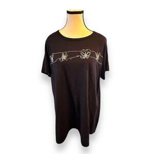Women’s torrid 1 Black Embroider Butterflies Everyday Signature Jersey Crew Neck